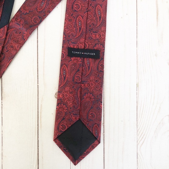 Tommy Hilfiger Silk Blue and Red Patterned Tie - Picture 5 of 8